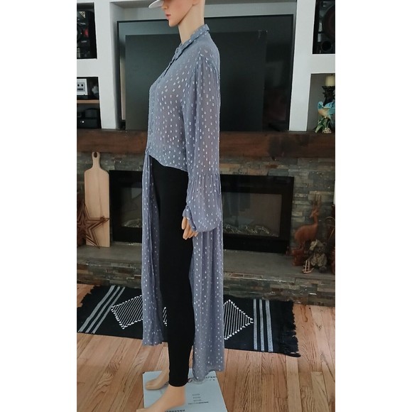 Venus Womens Sz 12 Long Flowing Crop Top Sheer Peasant Beachy Boho Asian Indian - Picture 2 of 12